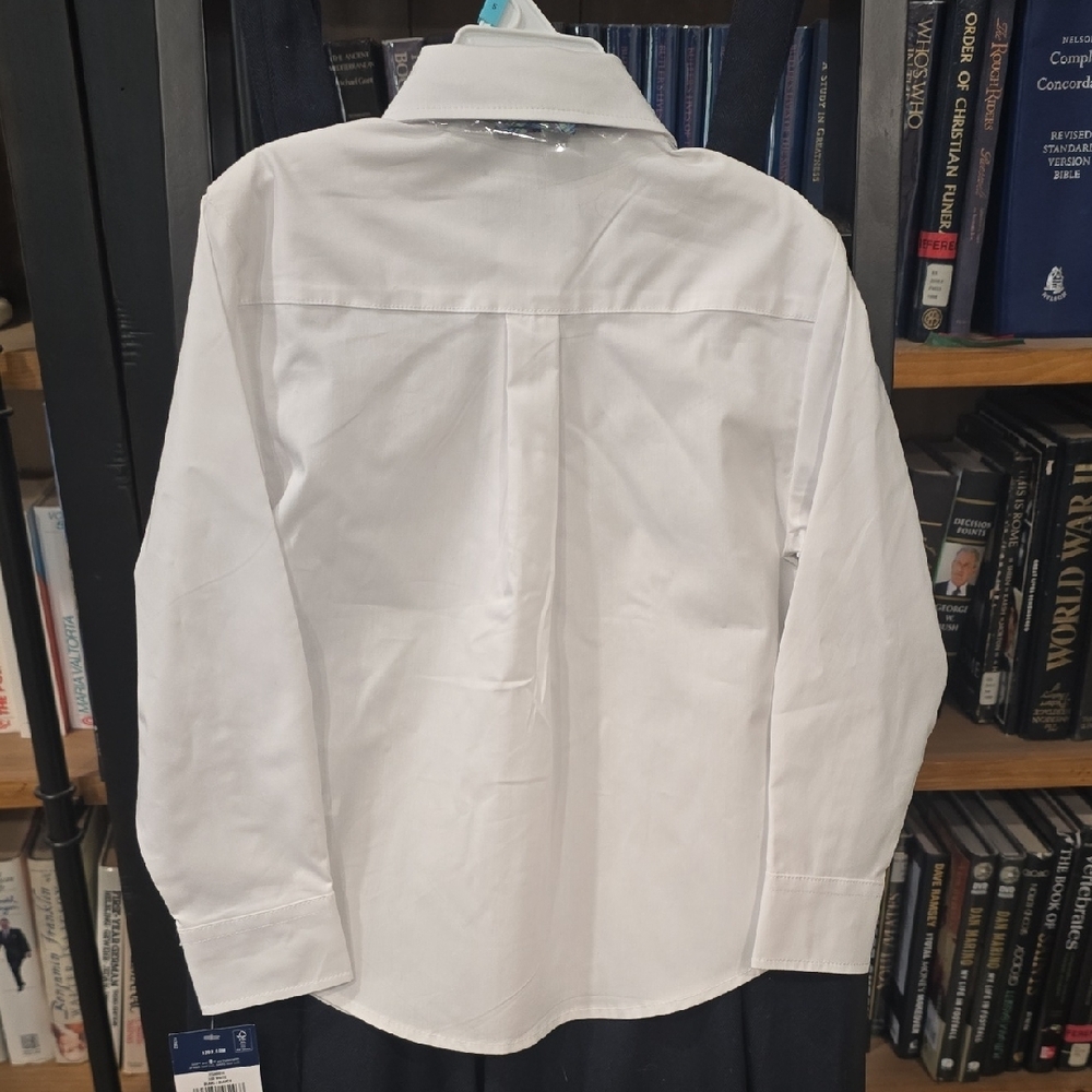 Izod Classic White Shirt with Blue Plaid Bow Tie, SZ 5 - Picture 3 of 5